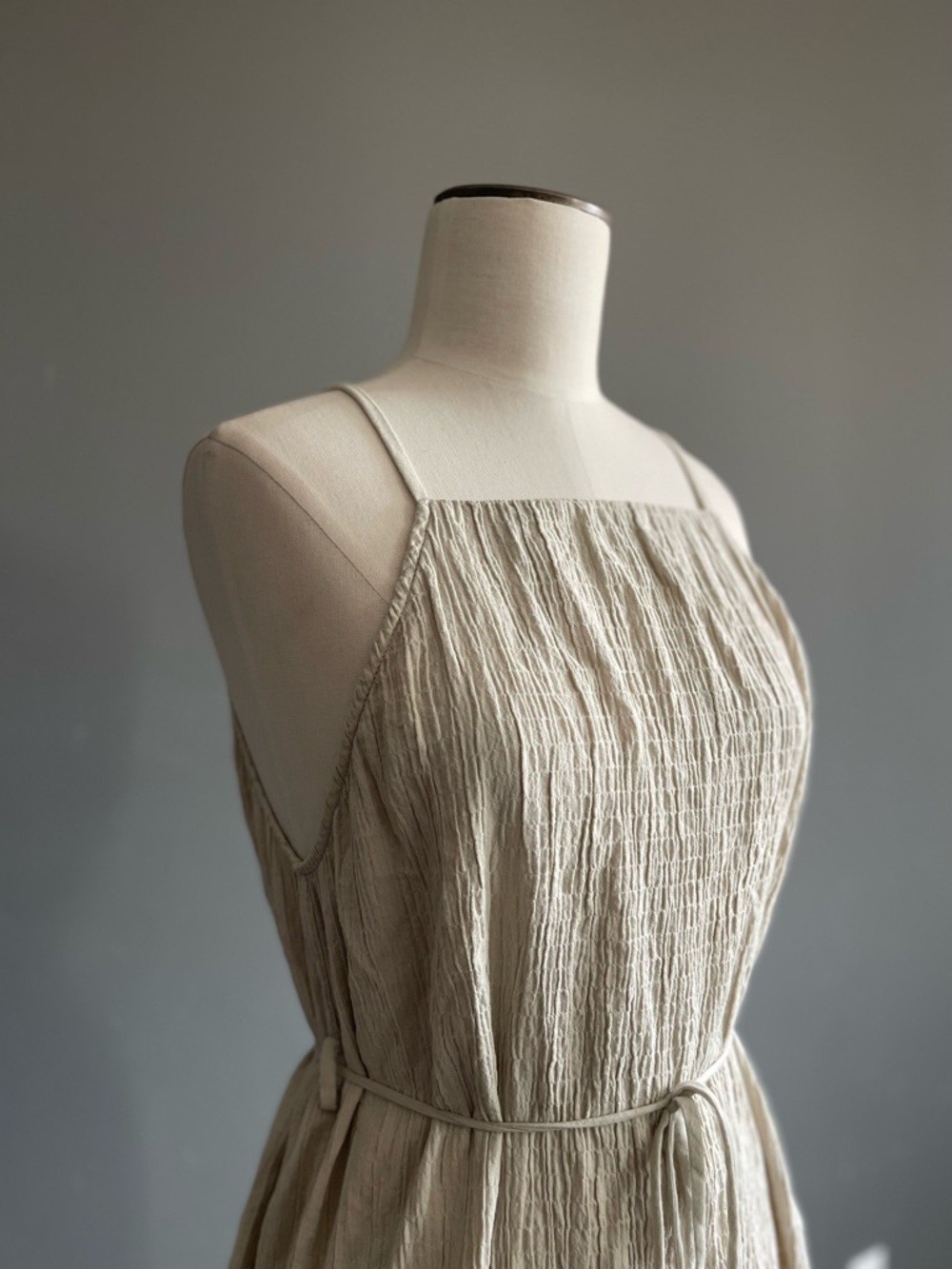 The Handloom Cotton Gauze Midi Dress Neutral Minimal Organic Ethical Ethereal - Picture 2 of 9